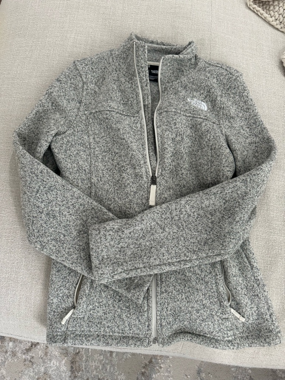 The North Face Light Gray Heather Sherpa Fleece Jacket